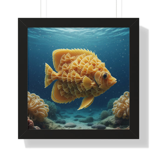 Farfalle Fish Illustration Framed Poster | Nautical Kitchen Wall Art