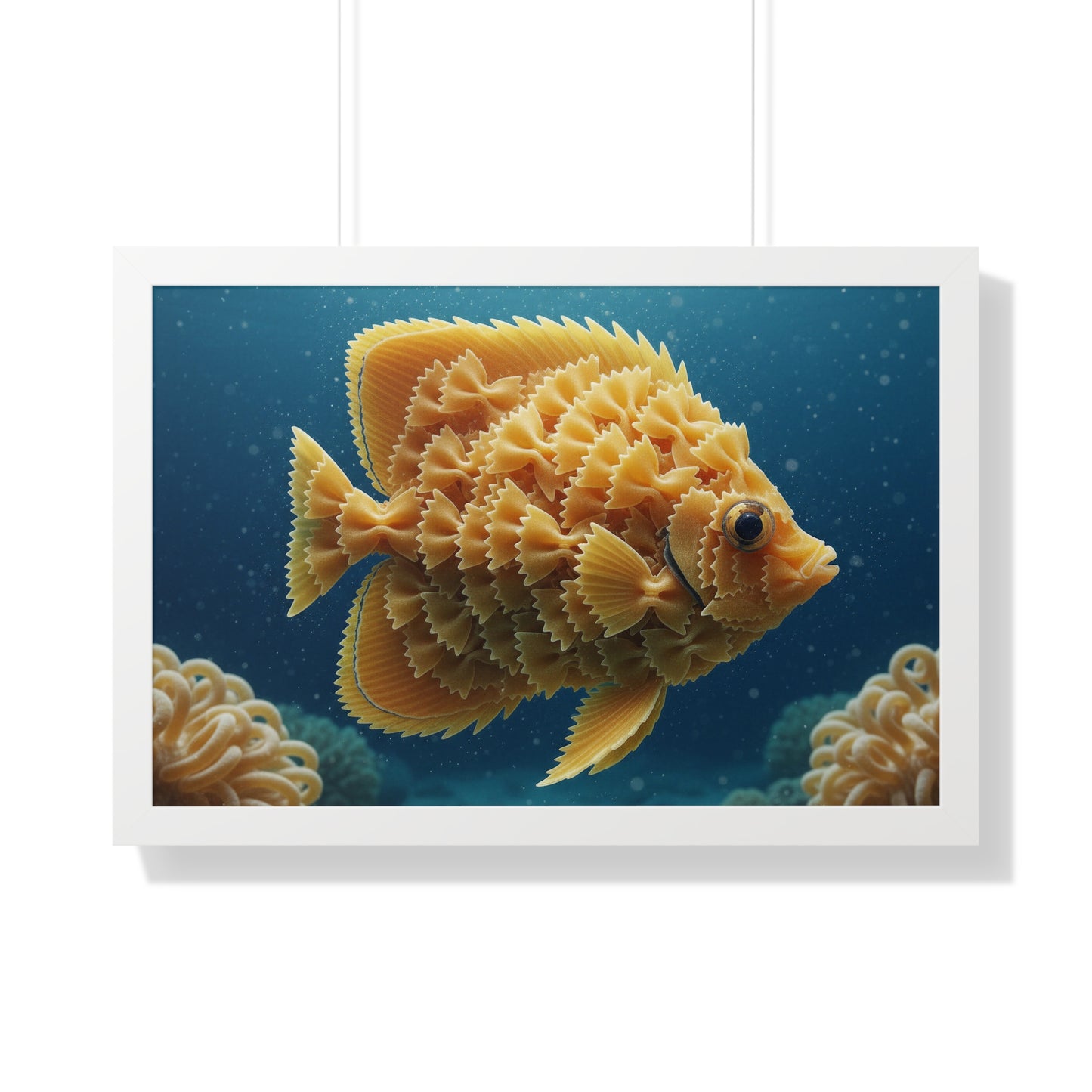 Farfalle Fish Illustration Framed Poster | Nautical Kitchen Wall Art