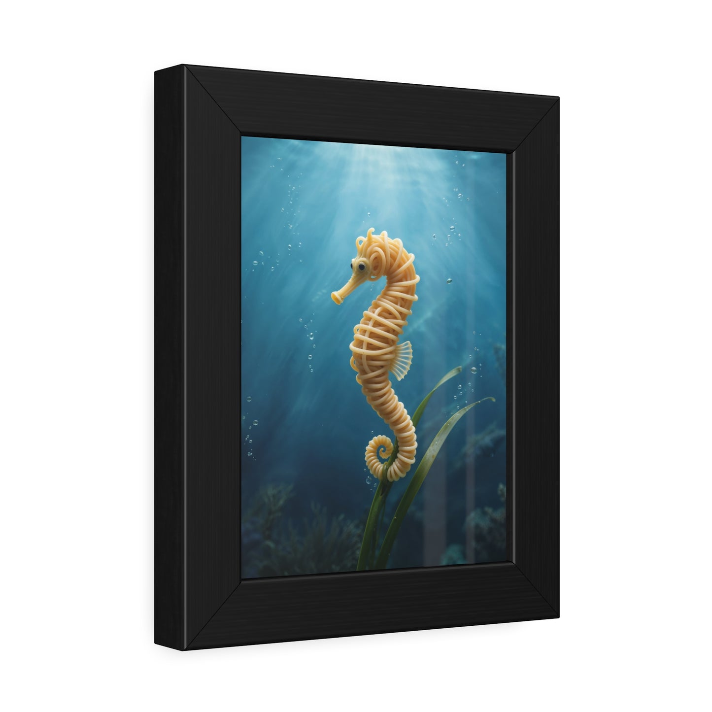 Spaghetti Seahorse Illustration Framed Poster | Ocean Underwater Art Print