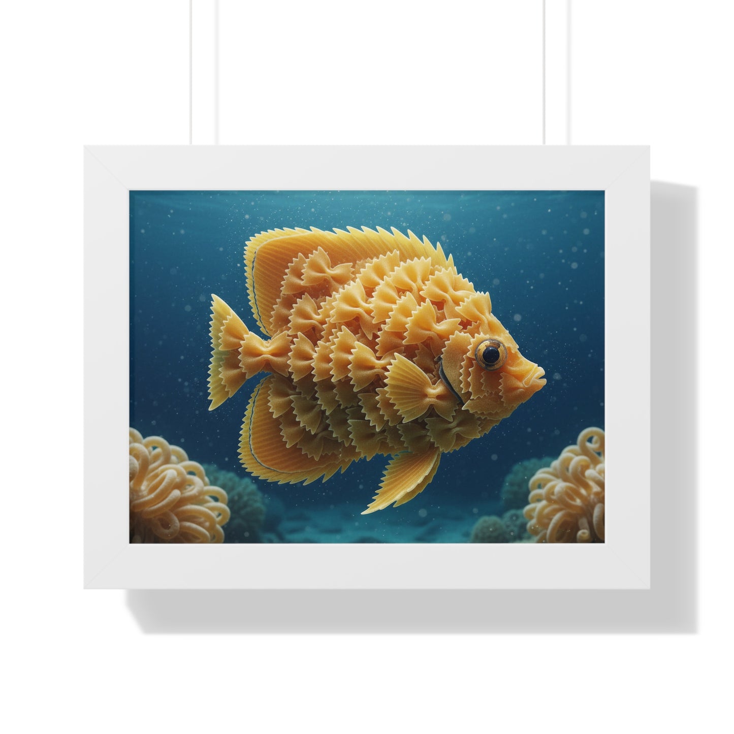 Farfalle Fish Illustration Framed Poster | Nautical Kitchen Wall Art