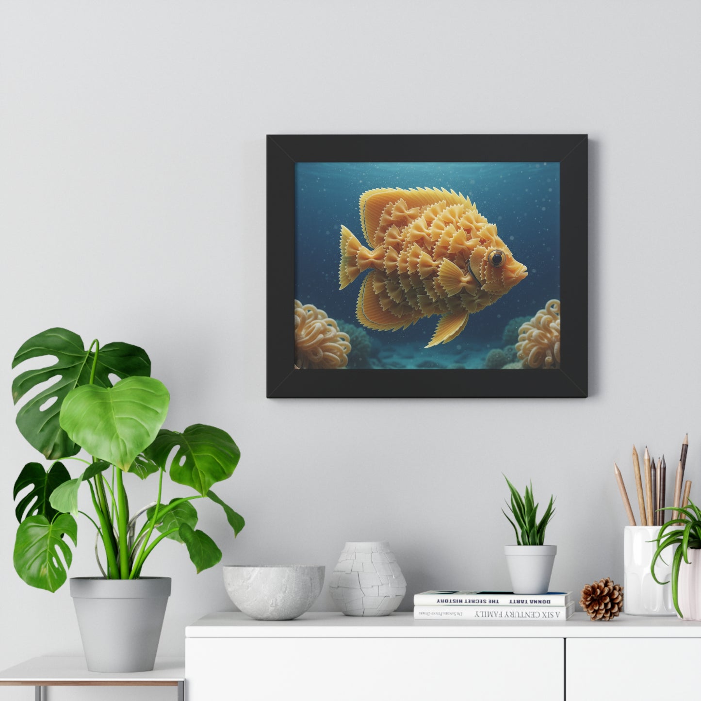 Farfalle Fish Illustration Framed Poster | Nautical Kitchen Wall Art