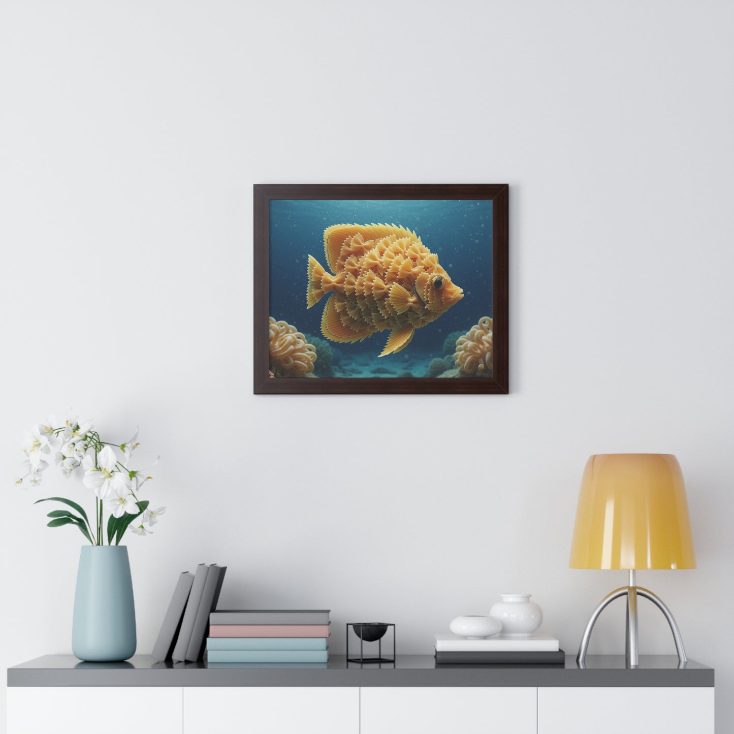 Farfalle Fish Illustration Framed Poster | Nautical Kitchen Wall Art